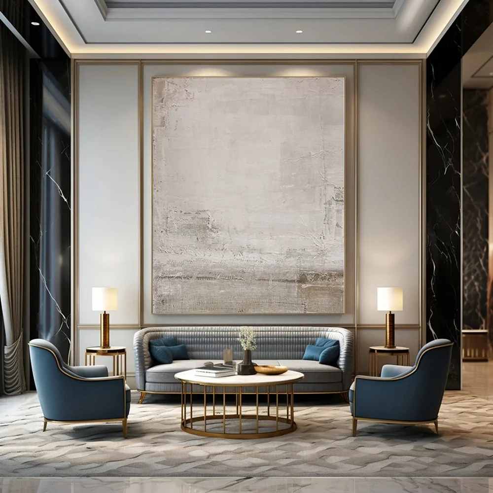 Bedroom Original White Living Hand-painted Abstract Wall Art 5PNRN